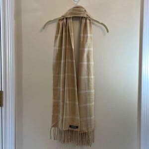 Land’s End Beige Scarf with Fringe Monogramed with an “S”
